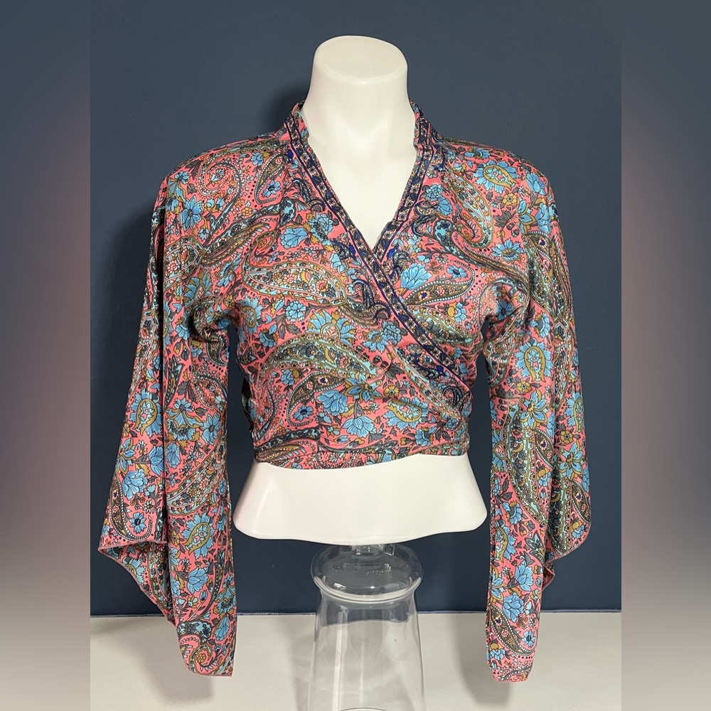 Boho Love Greece Wrap Top Bell Sleeves Free Size